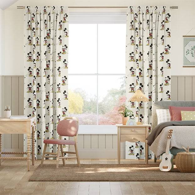 Mickey Stripe Natural Curtains thumbnail image