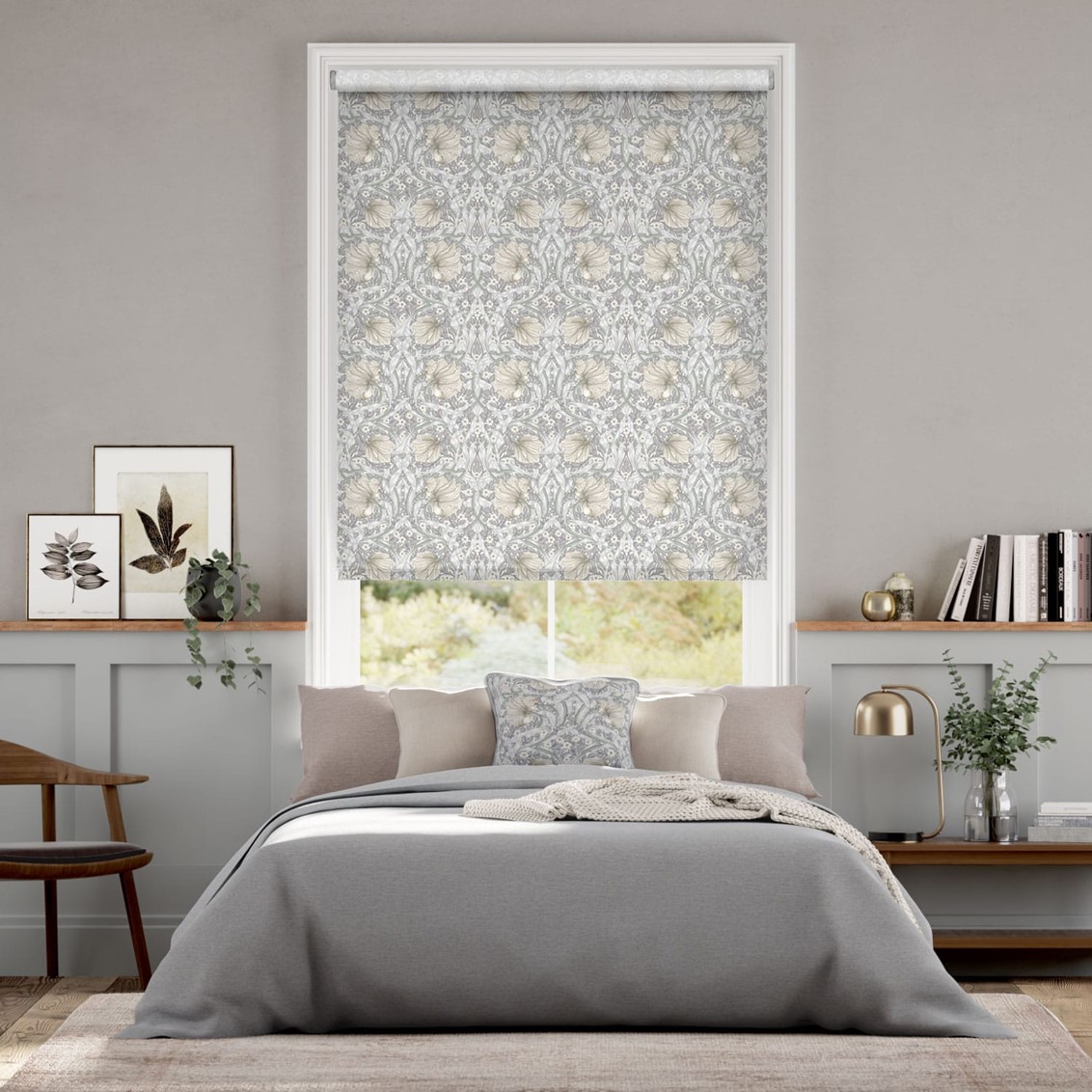 Twist2Go William Morris Pimpernel Dove Grey  Roller Blind